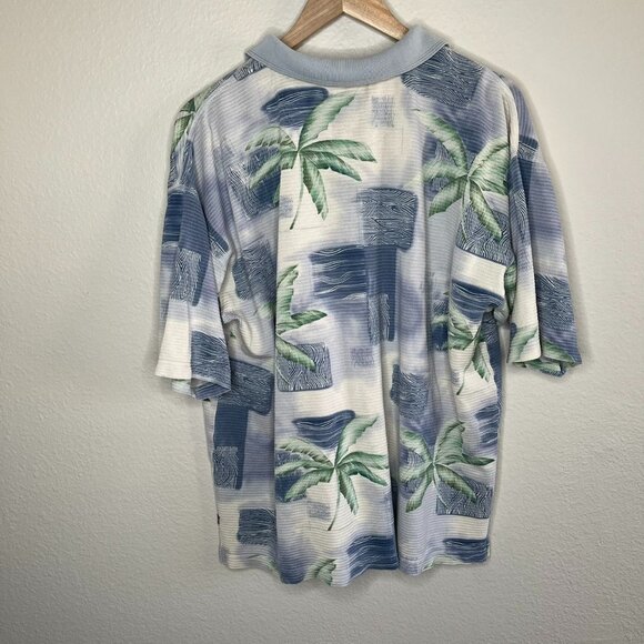 Tommy Bahama Vintage Mens Silk & Cotton Palm Tree Tropical Polo Shirt XL - Picture 7 of 11